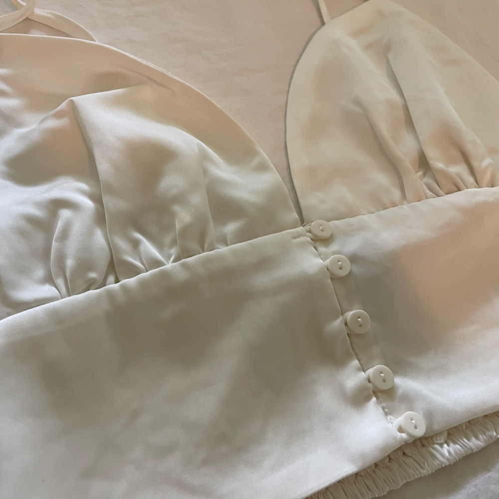 White silk crop top